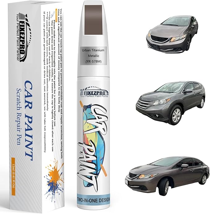 YR-578M Urban Titanium Metallic Car Touch Up Paint for Honda, Color Match Auto Paint Repair Pen,Professional Car Scratch Repair Remover Pen Quick Drying, Easy to Use