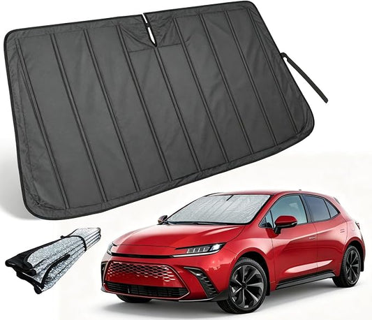 Thickened Windshield Sun Shade for Toyota Corolla 2020-2026 | Accordion Front Window Sunshade Aluminum Reflective UV Protection Shield, Foldable Sun Visor with Storage Bag Car Accessories