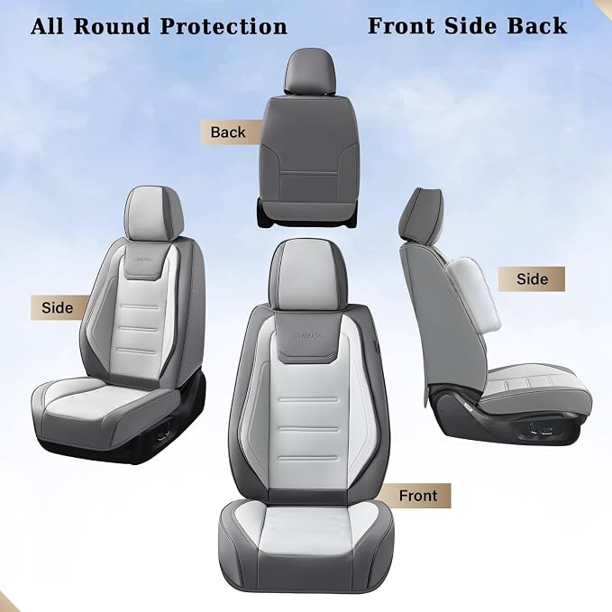 Coverado Car Seat Covers Full Set, Seat Covers for Cars, Front Seat Covers and Back Seat Cover Waterproof Leather Automotive Seat Cover, Universal Car Interior Protectors Cushion for Most Cars