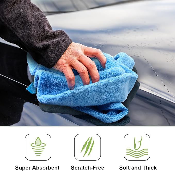 Shimeyao 30 Pcs 16 x 16 Inch Edgeless Microfiber Plush Towels for Cars Detailing Drying Wash Polishing Absorbent Cleaning Cloths, 500 GSM (Multicolor)
