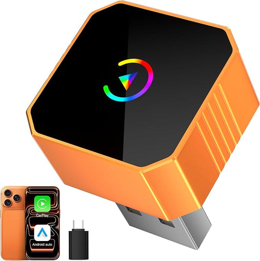 2026 Wireless CarPlay Adapter for iPhone & Android Wired to Wireless CarPlay & Android Auto Plug and Play Fast Auto Reconnect Stable Control Compatible for iOS 10+ & Android11+