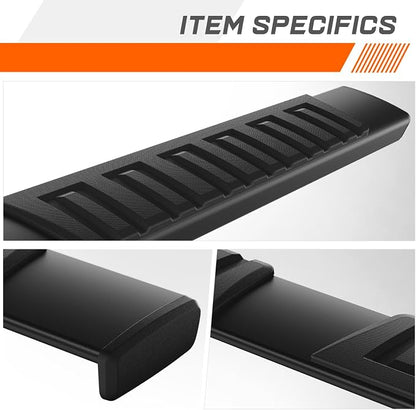 6" Black Aluminum Running Boards Side Step Nerf Bars Compatible with 07-19 Silverado Sierra 1500 2500 3500 Crew Cab