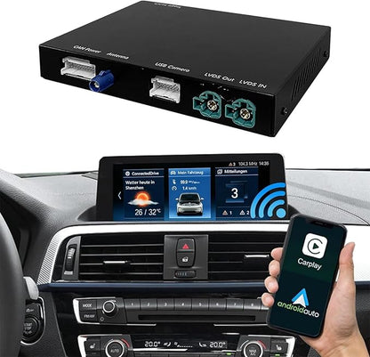 Road Top Wireless CarPlay Interface Decoder for BMW EVO ID5/ID6 | For BMW 1 2 3 4 5 6 7 Series & M3 M4 M5 X1 X2 X3 X4 X5 X6, Support Wireless Carplay, Android Auto, MirrorLink