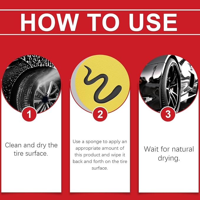Tire Polishing Paste, Car Tire Shine with Sponge Anti Crack Care Cream for Restore T𝐢r𝐞s Shine (3pcs)