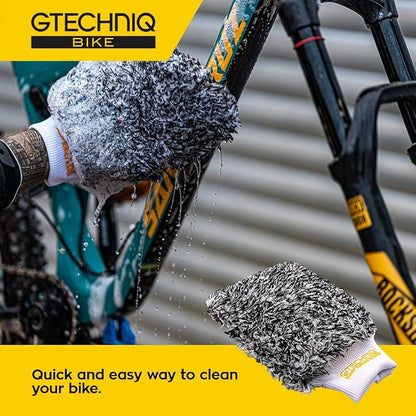 Gtechniq Bike Microfiber Wash Mitt | Ultra Low-Friction Glide, Inner Foam Core Holds High Volume of Wash Suds, Polyester Fibers Capture and Release Contaminants, Minimizes Swirls, Durable | bike-oils