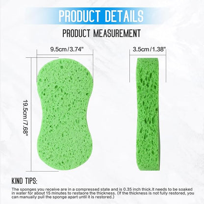 3PCS Car Wash Sponge, Heavy Duty Car Sponges for Washing, Car Accessories Large Sponges for Cleaning, Automotive Cleaning Supplies, Eco Friendly Sponge (7.68 x 3.74 x 1.38 Inch), Green