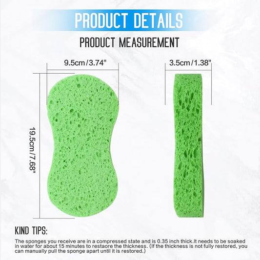 3PCS Car Wash Sponge, Heavy Duty Car Sponges for Washing, Car Accessories Large Sponges for Cleaning, Automotive Cleaning Supplies, Eco Friendly Sponge (7.68 x 3.74 x 1.38 Inch), Green