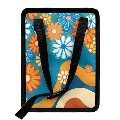 Boho Hippie Flower Swirl Pattern Car Trash Can Leakproof Garbage Bag with Lid and Zipper 1.2Gal Trash Bin Hanging for Back Seat Car Accessories Universal Fit