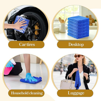 20 Pcs Car Microfiber Towels Premium Ultra Soft Car Detailing Towel Cloths Edgeless Microfiber Plush Towels for Cars Wash, Home Cleaning & Pet Drying Cloths, 16 Inch x 16 Inch, Dark Blue
