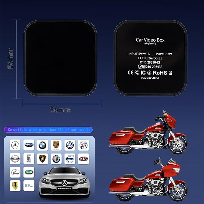 Wireless Android Auto & CarPlay AI Box for Harley 2024–2026 Road Glide, Street Glide & CVO/ST, Adds Android Support to Factory System, Plug & Play (AIBOX01)