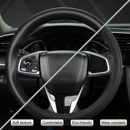 West Llama Customized Auto Car Steering Wheel Cover for Honda Civic, CR-Z, Insight, S2000,14-14.25inch(Black-Small Size)