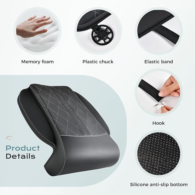 Coverado Car Seat Extender Leg Support, Leather Leg Extension Pad Car Seat Cushions, Waterproof Leg Extender Cushion for Long Driving, Car Leg Support Pad Universal Fit for Diver Seat (Update, Black)