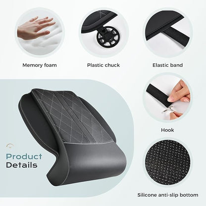 Coverado Car Seat Extender Leg Support, Leather Leg Extension Pad Car Seat Cushions, Waterproof Leg Extender Cushion for Long Driving, Car Leg Support Pad Universal Fit for Diver Seat (Update, Black)