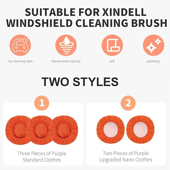 XINDELL 5 Pack Windshield Cleaner Microfiber Pads – Replacement Heads Cover for Xindell Tools. Washable & Reusable 5.7" W Triangle Pads (Red). Fits Window Reach Tool - Handle Not Included