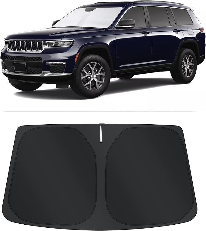 TINGLU Sun Shade for Jeep Grand Cherokee L/Jeep Grand Cherokee SUV 2021-2025 2026 Accessories Windshield Sun Shade Window Shade UV Rays Protection Sun Visor Cover