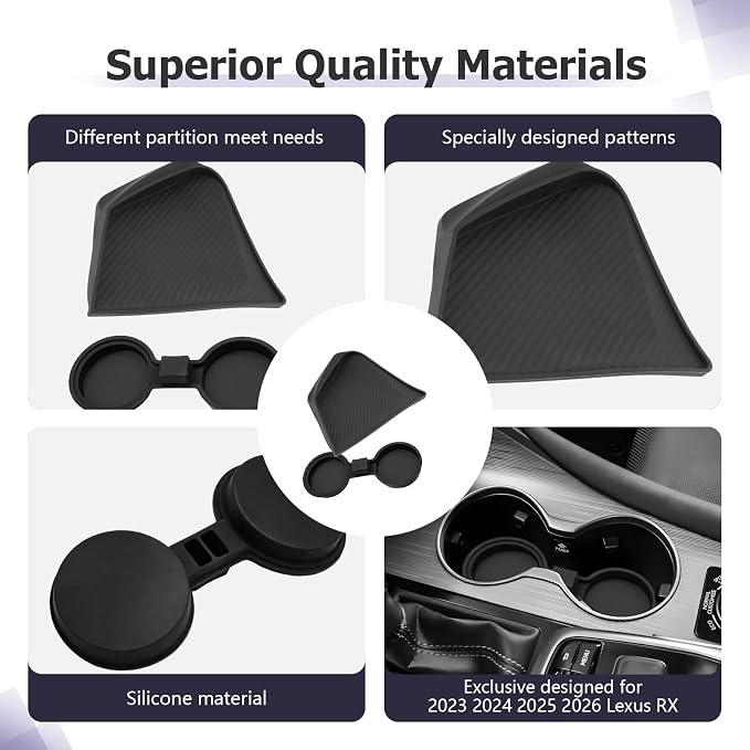 LUWU 2026 RX Dashboard Non-Slip Mat Center Console Cup Holder Compatible with 2023 2024 2025 2026 Lexus RX350/RX450/RX500 Accessories Silicone Protective Pad Liner Protective Pad 2-Pack