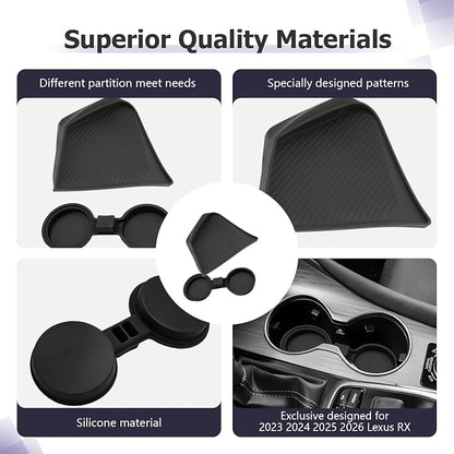 LUWU 2026 RX Dashboard Non-Slip Mat Center Console Cup Holder Compatible with 2023 2024 2025 2026 Lexus RX350/RX450/RX500 Accessories Silicone Protective Pad Liner Protective Pad 2-Pack
