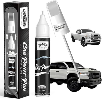 Bright White(PW7/GW7) for Ram Touch Up Paint Pen, 2 in 1 Car Scratch Remover with Pen Tip and Brush, Precise Color Match for Car Paint Scratch Repair, Quickly and Easily Fix Chips and Nicks