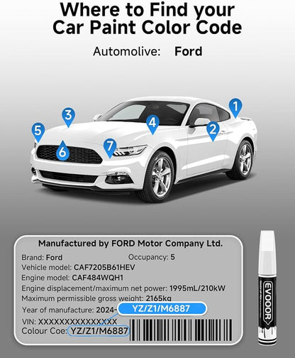 YZ/Z1/M6887 Oxford White Touch Up Paint for Ford – Exact Match 2 in 1 Paint Pen for Chips and Nicks Repair