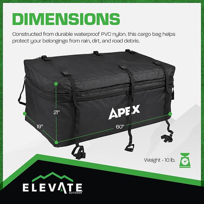 Apex CSBG-60 60' Waterproof Hitch Cargo Carrier Rack Bag with Expandable Height