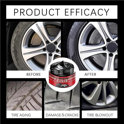 Tire Coating Paste - 30g Black Trim Restoration Wax | Tire Blackener Cream, Restorer, Rubber Seal Conditioner for Wheels Seats Door Seals Bumpers Cars Trucks Sedans RVs SUV Motorcycles