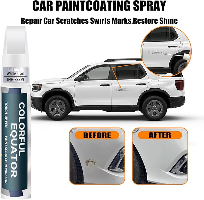 Car Touch up Paint(NH-883P Platinum White Pearl) Compatible with Honda, Car Paint Pen Scratch Repair Two-In-One Touch Up Paint, Premium Car Scratch Remover for Deep Scratches