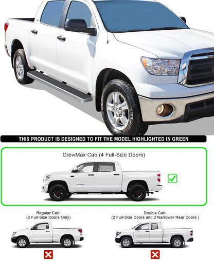 APS Running Boards 6 inches Compatible with Toyota Tundra 2007-2021 CrewMax 304 Stainless Steel (Nerf Bars Side Steps Side Bars)