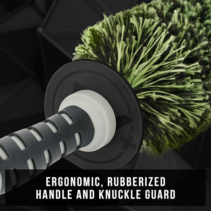 VIKING Wheel Barrel Brush, Multi-Fiber Cleaning Brush for Car Cleaning Kit and Car Detailing Kit, Clean Exhaust Tips, Wheels, and Rims; 17 Inch Length, Black and Green, 1 Pack