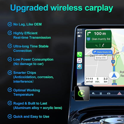 Wireless CarPlay Adapter 2026 Upgraded, 2-in-1 Adapter Converts Wired to Wireless Dongle, 5GHz WiFi Auto-Connection, Plug & Play for Cars with Factory Wired CarPlay/Android Auto (Grey)