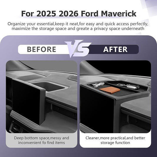 LUWU for 2025 2026 Maverick Dashboard Storage Tray 2026 Maverick XL/XLT/Larita/Tremor/Lobo 12.3-inch Behind Screen Organizer Center Console Display Box Dash Tray Maverick 2026 (Only for 12.3" Screen)