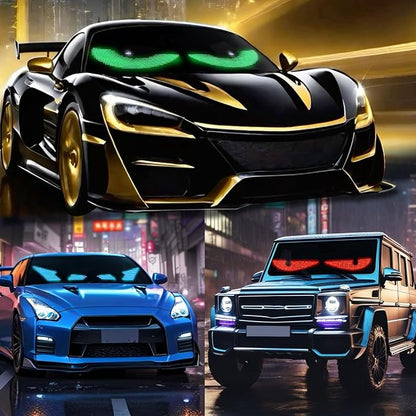 2Pcs Devil Eyes Light for Cars,Flexible Scrolling Programmable LED Signs,LED Eyes for Truck Windshield,Custom Editor Colours,Animations,Text