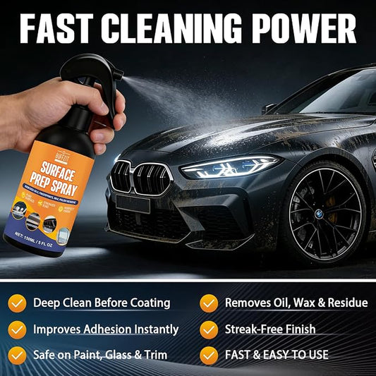 Surface Prep Spray Automotive Wax and Grease Remover, Paint Prep Cleaner for Ceramic Coating Prep Cleaner, Auto Paint Surface Prep, Removes Oil, Wax & Silicone, Plastic Degreaser Spray, 5 fl oz