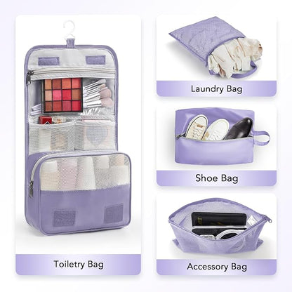 OlarHike 8 Set Compression Packing Cubes for Travel Essentials,Compressible Expandable Space Saver Bags for Organizing Clothes,Luggage Suitcase Garment Bags with Over 1000 pcs Mesh Holes(Purple Gray)