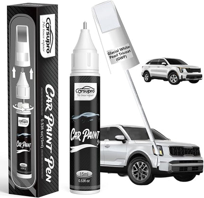 Glacial White Pearl Tricoat(GWP) for Kia Touch Up Paint Pen, 2 in 1 Car Scratch Remover with Pen Tip and Brush, Precise Color Match for Car Paint Scratch Repair, Quickly and Easily Fix Chips and Nicks