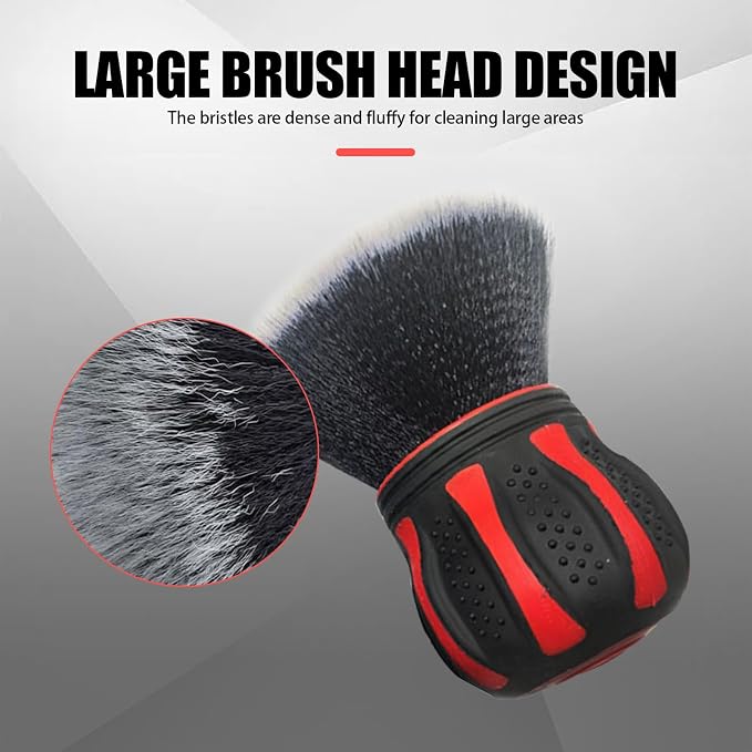 1 PC Car Detail Brush, Car Beauty Tools, Ultra Soft Detailing Brush with Storage Rack, Car Interior Cleaning Brush, for Most Cars (Red), LEEQJS1702RE-1PC