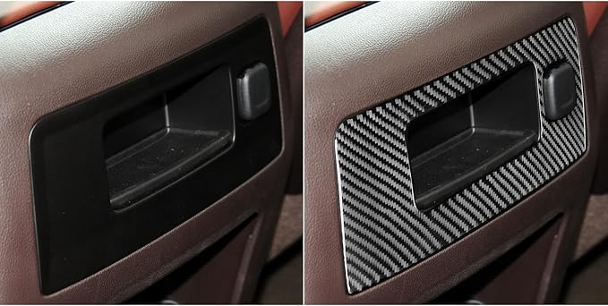 Real Premium Carbon Fiber Fit for Chevy Silverado/GMC Sierra 1500 2014-2018 for 2500/3500HD 2015-2019 Car Rear Center Console Storage Box Trim Decals Sticker Auto Interior Accessories Cover Black