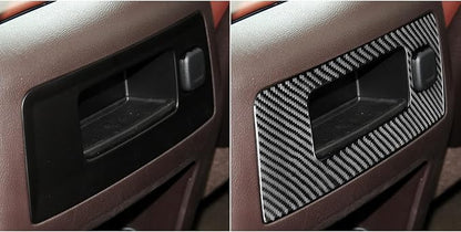 Real Premium Carbon Fiber Fit for Chevy Silverado/GMC Sierra 1500 2014-2018 for 2500/3500HD 2015-2019 Car Rear Center Console Storage Box Trim Decals Sticker Auto Interior Accessories Cover Black
