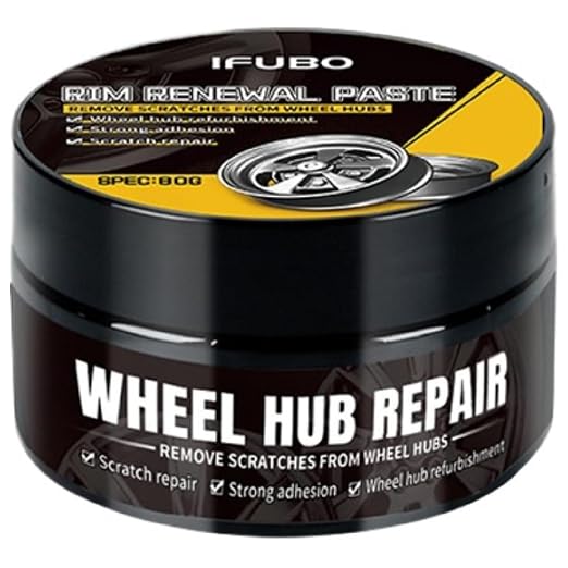 Car Wheel Scratch Repair Polish, 80g Alloy Wheel Vehicle Polishes Kit with Sponge, Removes Scratches & Restores High-Gloss Finish, Universal Hubcap & Rim Polish for Cars,Trucks,SUVs,RVs,Motorcycles