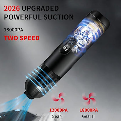 Handheld Car Vacuum Portable Cordless, 2 in 1 Handheld Vacuum Cleaner 18000PA High Power Air Blower,2 Speed Mini Hand Held Vacuum Rechargeable for Home, Car, Office, Pet Hair