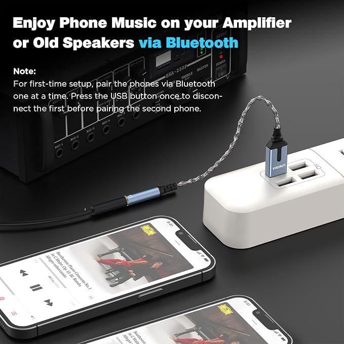 Bluetooth 5.3 to Aux Adapter for Car or Speaker, 3.5mm Bluetooth Receiver with 8-Strand Single Crystal Copper Cable, Aluminum Alloy Shell, for Hands-Free Calls, Voice Navigation, Phone Music