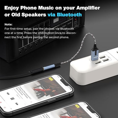 Bluetooth 5.3 to Aux Adapter for Car or Speaker, 3.5mm Bluetooth Receiver with 8-Strand Single Crystal Copper Cable, Aluminum Alloy Shell, for Hands-Free Calls, Voice Navigation, Phone Music