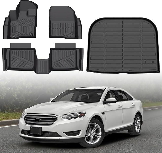 Floor Mats & Cargo Liner Ford Taurus 2019 2018 2017 2016 2015 2014 2013 2012 2011 2010 Custom Fit All-Weather TPE Waterproof Anti-Slip Vehicle Accessories 1st & 2nd & Trunk Mat