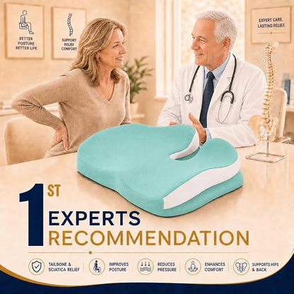Seat Cushions for Office Chairs Wheelchair Cushion for Long Sitting Back Pain，Memory Foam Seat Car Computer Desk Chair Cushion，Coccyx Cushion for Tailbone Pain Relief Cushion Office Chair Green