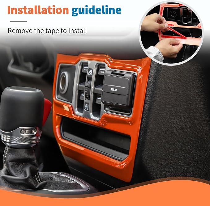 JeCar 11pcs Orange Interior Trim Kit for 2024 2025+ Jeep Wrangler JL JLU & Gladiator JT