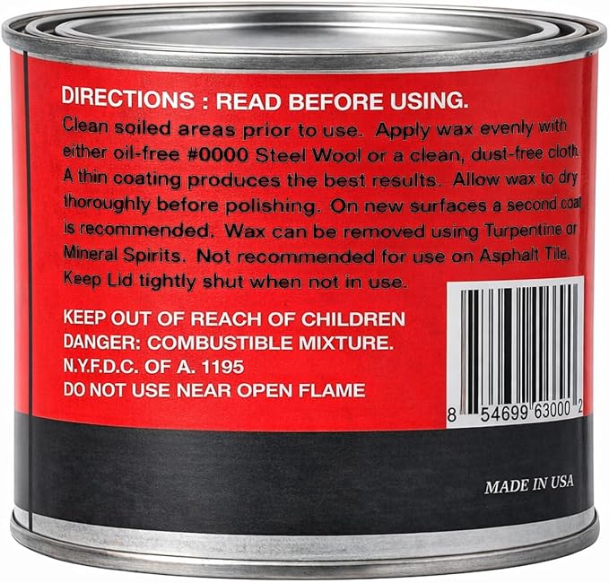 Boston Polish Amber Paste Wax - Hard Finish Surface Protection Wax, 16 oz