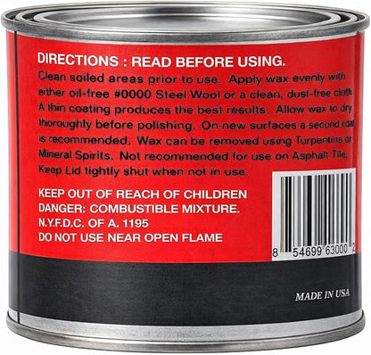 Boston Polish Amber Paste Wax - Hard Finish Surface Protection Wax, 16 oz
