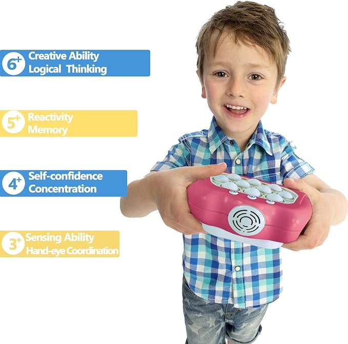 Intoypad Pop The Target! Handheld Speed Push Game Machine: A Fun Multiplayer Game for Family. Sensory Fidget Toy Christmas Toys Gifts for 6 7 8 9 10 11 12 Years Old Kids Road Trip Car Games Kids Pink