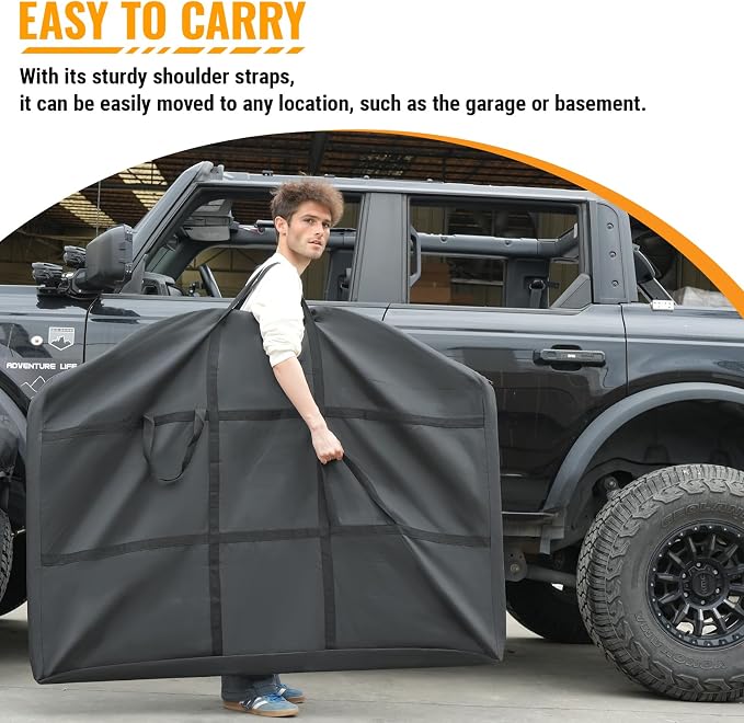 Freedom Panel Rear Hard Top Storage Bag with Handle Compatible with 2021-2025 Ford Bronco 2&4 Door, Heavy Duty 600D Oxford Fabric Car Top Panel Protector Bag,Rear Roof Panel Carrying Case Black