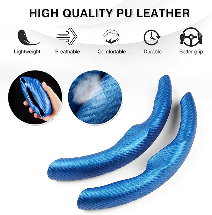 Canvcle Steering Wheel Cover for Tesla Model 3/Model Y Accessories Carbon Fiber Steering Wheel Cover Protector Anti-Slip, Comfortable Grip, Breathable, Model 3/Y Accessories, Blue
