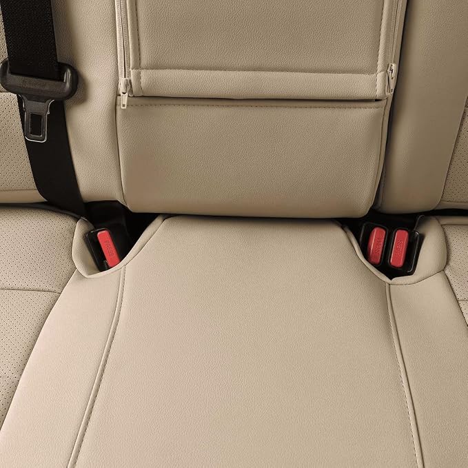 EKR Rav4 Seat Covers Custom Fit for Toyota RAV4 Adventure,TRD-Off Road 2019 2020 2021 2022 2023 2024, Leather Car Seat Cover Full Set for SUV,Faux Leather(Beige)